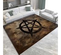Dark Brown Washable Area Rugs Retro Five-pointed Star Graphics Area Rug For Living Room 140 X 200 Cm Soft Faux Short Pile Carpet Mat Durable Enough Foldable Apply To Bedroom Dining Room,180 X 240 Cm