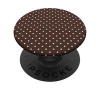 Dark Brown White Tiny Polka Dot Boho Vintage Aesthetic PopSockets Adhesive PopGrip