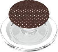 Dark Brown White Tiny Polka Dot Boho Vintage Aesthetic PopSockets PopGrip for MagSafe