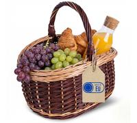 Creative Home Dark Brown Wicker Basket Mushroom Basket | 43x33x40cm (+/-2cm) | 2-Colour Shopping Basket with Handle Handmade Durable | Natural Thick Willow Woven | Easter, Picnic, Fruit, Gift