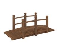 (dark brown, with railings) vidaXL Garden Bridge Ornament Pond Bridge with Railings Solid Wood Spruce