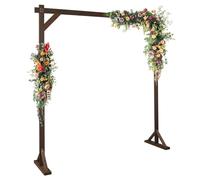 Dark Brown Wood Wedding Arch 7.2ft Square Arbor for Outdoor Ceremony Rustic Wedding Decor Bridal Backdrop Event Det Garden Wedding Setup