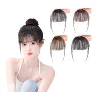 Dark Brown,Xytraiihw 3D Air Bangs, Hair Extensions with Temples Hairpieces, Clip in Fringe 100% Human Hair Clip, Fake Hair Fringe Bangs Clip in Hair for Daily Wear