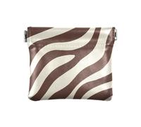 Dark Brown Zebra Pattern Squeeze Coin Purse Pouch Change Holder PU Leather Mini Wallet Coin Pocket for Women Girls Men
