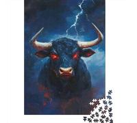 Dark Bull Thunder 1000 Pc Thick Cardboard Jigsaw Puzzle Teen Fans 12-18 Brain Training Wall Decoration 52x38cm/1000pcs