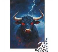 Dark Bull Thunder 1000 Puzzles Adults Puzzle Kids Age Gifts Puzzle Game Unique Gifts Challenge High Difficulty 52x38cm/1000pcs
