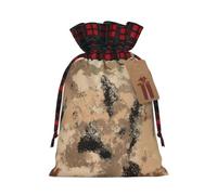 Dark Camouflage Christmas Drawstring Gift Bags With Tags,Xmas Candy Bag | 2 Sizes 6.9""X11.8"" /4.7""X8.3""Plaid Cotton Bags Sacks Xmas Red Wrapping Storage Bags For Gift Candy Goodie Party Suppliy