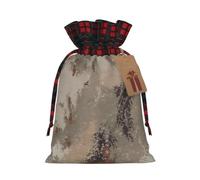Dark Camouflage Christmas Drawstring Gift Bags With Tags,Xmas Candy Bag | 2 Sizes 6.9""X11.8"" /4.7""X8.3""Plaid Cotton Bags Sacks Xmas Red Wrapping Storage Bags For Gift Candy Goodie Party Suppliy