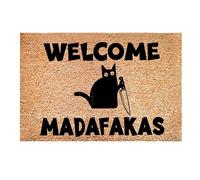 Dark Cat Welcome Madafakas Full Print Doormat Fun Home Decor Kitchen Bathroom Give People Gifts
