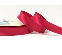 Dark Cerise Pink Byetsa Satin Fold 18mm Bias Binding on a 3m Length (N.B. This is a Cut from a roll, Presented on a Bertie's Bows Ribbon Card)