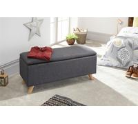 GFW Secreto Charcoal Grey Hopsack Fabric Ottoman Storage Bench - Size: 37 x 98 x 43cm - Wilko