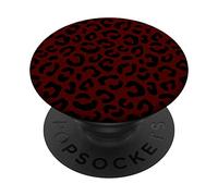 Dark Cherry Red Black Leopard Cheetah Animal Print PopSockets Swappable PopGrip