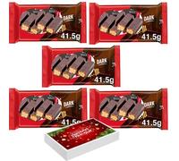 Dark Chocolate 4 Finger Choco Bar 41.5g With Gift Box - Four Crispy Wafer Fingers Covered in Dark Chocolate - kta (5 x Bars)