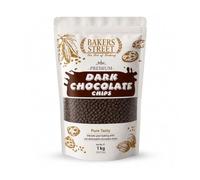 Dark Chocolate Chips 1kg - Bakers Street - 44% Cocoa Mass Baking Chocolate Morsels for Cookies, Cakes, Muffins, Brownies, Desserts, and Snacking - Resealable Stand-Up Pouch