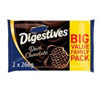 Dark Chocolate Digestives Biscuits Twin Pack 2x266g, 45% Wheat and Wholemeal, No Hydrogenated Vegetable Oil, No Artificial Colours or Flavours, Suitable for Vegetarians