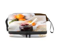 Dark Chocolate Donut Jam Double Layer Cosmetic Bag for Women and Girls, Travel Toiletry Bag Makeup Handy Pouch Organiser Bag with Brush Compartment