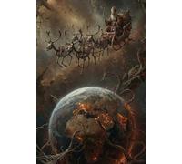 Dark Christmas Art Print - Surreal Santa Flying Over Earth