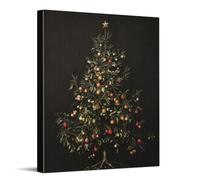 Dark Christmas Tree Christmas Canvas Wall Art Vintage Botanical Decor