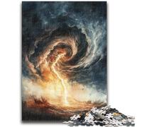 Dark Cloud Tornado Jigsaw Puzzles for Adults,Family Game Stress Reliever Difficult Challenge Artists Collection,Fine Art (38X26cm)