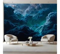 Dark Clouds Kids Room Canvas Peel and Stick Wall Mural Dark Sky Theme Large Removable Self-Adhesive Wallpaper Decor for Nursery Boy Girl Bedroom 300x210 cm