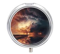 Dark Clouds Under Rainbow Pill Case Pill Box with 3 Compartments