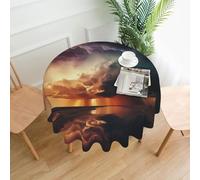 Dark Clouds Under Rainbow Printed Round Tablecloth,Dust-Proof Wrinkle Resistant Table Cover Washable Polyester Table Cloth For Kitchen Dining Room Farmhouse Picnic Indoor Outdoor(Round 60 Inch)