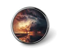 Dark Clouds Under Rainbow Round Aluminum Alloy Pin Badge Lapel Pin | Lightweight Metal Brooch Pin Easy to Put on and Take off Backpack Pin for Jacket Shirt Bag