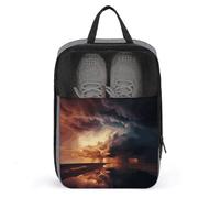 Dark Clouds Under Rainbow Travel Shoe Bag, Waterproof Storage Pouch with Zipper, Portable Shoe Organizer for Women And Men