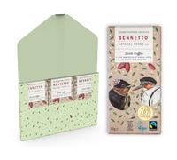 Dark Coffee Rich Arabica coffee in dark chocolate. Strong yet balanced. 76% cocoa. Certified organic, Fairtrade, and net climate positive. Beautiful gifts for everyone. 6x 80g Full Size Bars.