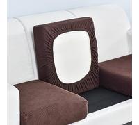 Dark Coffee Sofa Seat Cover - Fitted, Stretch, Soft Slipcovers - Replacement for Individual Cushion (Großer 4-Sitzer)