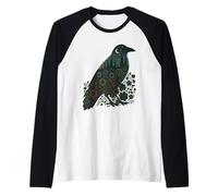 Dark Cottagecore Forest Raven Tee Goth Night Floral Crow Raglan Baseball Tee