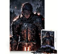 Dark Crimson-Eyed Knight with Sword Jigsaw Puzzles1000 Pieces Leisure Game Smooth Connection Fun Activity Night Activity (38x52cm)