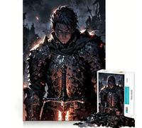 Dark Crimson-Eyed Knight with Sword Teenager Jigsaw Puzzles 1000 Pieces Brain Teaser Smooth Cut Family Pastime Festive Gift (50x75cm)