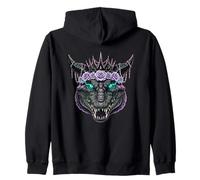 Dark Crocodile King Crowned with Purple Roses Zip Hoodie