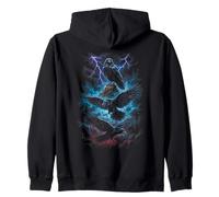 Dark Crow Bird Lightning Gothic Nature Art Zip Hoodie