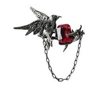 Dark Crow Rings with Red Gemstones Zinc Alloy Practical Open Designs Adjustable Finger Accessories for Daily Use Festival Gifts Night Out Accessory