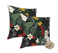 Dark Cushion Covers 32x32 Inch/80x80 cm Set of 2, Square Plant Cushions for Bed Home Decor, Soft Pillow Covers Lumbar Cushions Covers Sofa Cushions Decorative Pillows for Bedroom Decor Gifts -J327