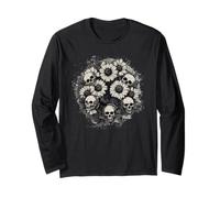 Dark Dead Daisy with Skulls Long Sleeve T-Shirt