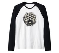 Dark Dead Daisy with Skulls Raglan Baseball Tee