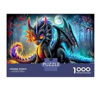 Dark Dragon 1000 Pieces Jigsaw Puzzle, Eastern Giant Beast Challenging Educational Game for Couples And Families to Participate Together 52x38cm/1000pcs