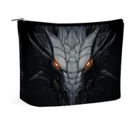 Dark Dragon in Stone Cosmetic Bag Travel Makeup Bags Leather Pouch Organizer Pen Case Pencil Container