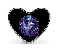 Dark Dream Catcher Purple Wolf Printed Heart Badge Brooch Pins Funny Lapel Tie Pin Button Decoration for Men Women
