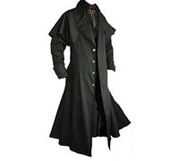 Dark Dreams Gothic Medieval LARP Vampire Hunter Coachman Coat Box Coat Belial Black, Colour: Black, Size: M