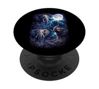Dark Elephants Under the Full Moon Vintage Fantasy Lightning PopSockets Adhesive PopGrip