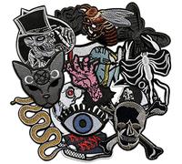 Dark Embroidered Applique Iron On Patches for Clothing, Rock Band Patches for Jackets, Cool Sew Patch for Backpacks, Jeans, Hats, DIY Accessories (Dark2 14 PCS)