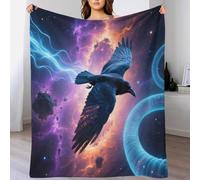 Dark Energy Raven 3D Printed Ultra Soft 3D Printed Flannel Blanket Mysterious Universe Cozy Microfiber Plush Sherpa Warm Throw for Kids And Adults 60x80inch(150x200cm)