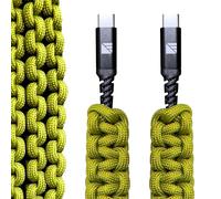Dark Energy USB C to USB C Paracord Cable - Fast Charging Cable - Durable Nylon Fiber Cover (96W, Green)