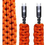Dark Energy USB C to USB C Paracord Cable - Fast Charging Cable - Durable Nylon Fiber Cover (96W, Orange)