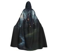 Dark Fairy Tale Castle01 Adult Halloween Party Cloak-Stylish Pumpkin Theme Hooded Wizard Robe Cosplay Costumes Black