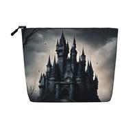 Dark Fairy Tale Castle02 Print Cosmetic Bag for Women,Faux Linen Makeup Bag Large Capacity,Perfect for Travel Daily Use